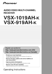 Pioneer VSX 1019AH-K Owner's Manual