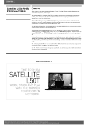 Toshiba Satellite L50 PSKLNA Detailed Specs for Satellite L50 PSKLNA-01R00J AU/NZ; English