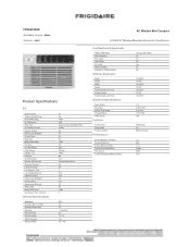 Frigidaire FFRA081ZAE Product Specifications Sheet