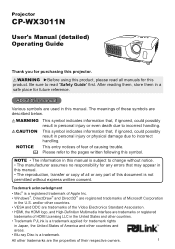 Hitachi CP-WX3011N User Manual