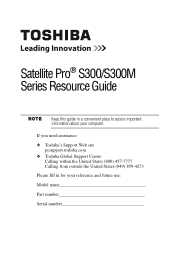 Toshiba Satellite Pro S300-W3501 User Guide