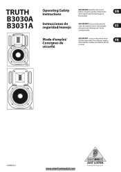 Behringer B3031A Operating Instructions