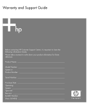HP Pavilion t3000 Warranty and Support Guide