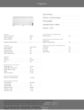 Frigidaire FFCL2542AW Product Specifications Sheet