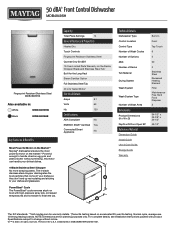 Maytag MDB4949SHB Specification Sheet