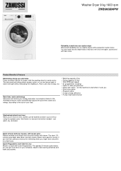 Zanussi ZWD96SB4PW Specification Sheet