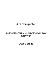 Acer P8800 User Manual