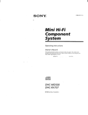 Sony DHC-MD500 Primary User Manual