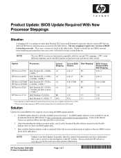 HP Server tc3100 Product Update: BIOS Update Required With New Processor Steppings