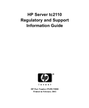 HP Tc2110 hp server tc2110 regulatory and support information guide (English)