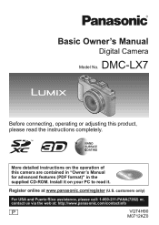 Panasonic DMC-LX7W DMC-LX7K Owner's Manual (English)