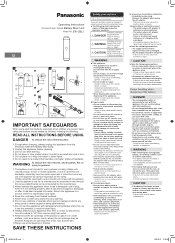 Panasonic ER-CBL1 Operating Instructions