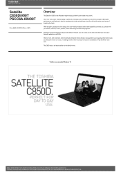 Toshiba Satellite C850 PSCC6A-00V00T Detailed Specs for Satellite C850 PSCC6A-00V00T AU/NZ; English