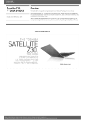 Toshiba Satellite Z30 Detailed Specs for Satellite Z30 PT248A-019012 AU/NZ; English