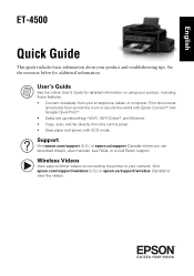 Epson ET-4500 Quick Guide and Warranty