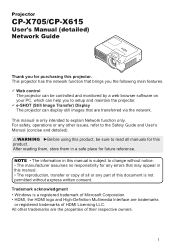 Hitachi CPX615 Network Guide