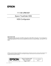 Epson TrueOrder KDS Epson TrueOrder KDS Configurator User Manual