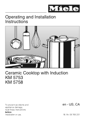 Miele KM 5753 Operating and Installation manual