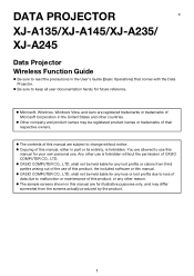 Casio XJ-A235U Wireless Function Guide