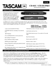 TASCAM CD-01U PRO Technical Documentation