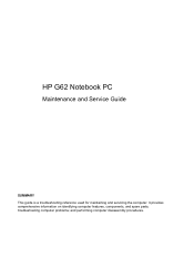 HP G62-b00 HP G62 Notebook PC - Maintenance and Service Guide