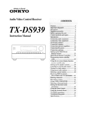 Onkyo TX-DS939 Owner Manual