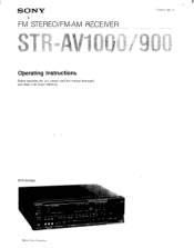 Sony STR-AV900 Operating Instructions