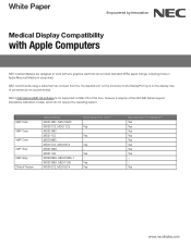 NEC MDC3-BNDA1 Medical Display Compatibility with Apple Computers