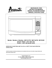 Avanti MT07K4R Instruction Manual