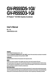 Gigabyte GV-R557D5-1GI Manual