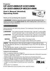 Hitachi CP-X3014WN User Manual