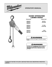Milwaukee Tool 1-1/2 Ton Lever Hoist Operators Manual