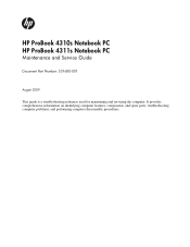 HP ProBook 4311s HP ProBook 4310s Notebook PC and HP ProBook 4311s Notebook PC - Maintenance and Service Guide