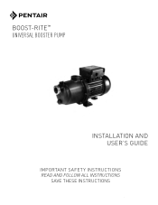 Pentair Boost-Rite Booster Pressure-Side Cleaner Pool Pump Boost-Rite Booster Pump Installation Guide --English