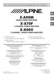 Alpine X-A70F Owners Manual