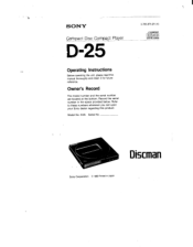 Sony D-25 Users Guide