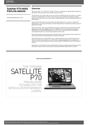 Toshiba Satellite P70 PSPLPA-08S040 Detailed Specs for Satellite P70 PSPLPA-08S040 AU/NZ; English