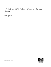 HP ProLiant SB460c HP ProLiant SB460c SAN Gateway Storage Server user guide (AN583-96001, September 2008)