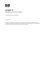 HP Envy 15-1055se HP ENVY 15 - Maintenance and Service Guide