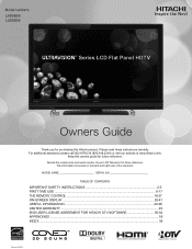 Hitachi L46S604 Owners Guide