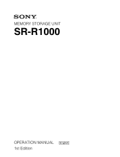 Sony SRR1000 Product Brochure (SRMASTER: SRR1000 Operation Manual)