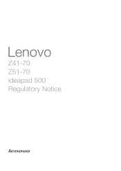 Lenovo 500-15ACZ Laptop Lenovo Regulatory Notice (European) - Lenovo Z41-70, Z51-70