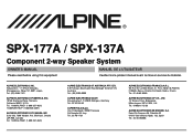 Alpine SPX-137A Owners Manual