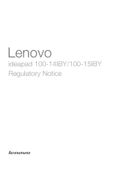 Lenovo 100-14IBY Laptop Lenovo Regulatory Notice (European) - Ideapad 100-14IBY, 100-15IBY