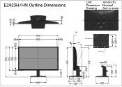 Dell E2423HN Monitor Outline Dimensions