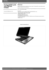 Toshiba Portege M780 PPM78A-07D005 Detailed Specs for Portege M780 PPM78A-07D005 AU/NZ; English