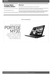 Toshiba Portege M930 PDW04A-009001 Detailed Specs for Portege M930 PDW04A-009001 AU/NZ; English