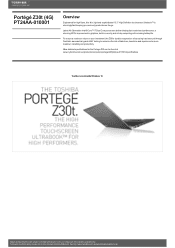 Toshiba Portege Z30 PT24AA-010001 Detailed Specs for Portege Z30 PT24AA-010001 AU/NZ; English