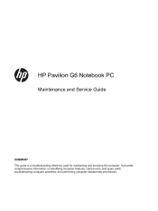 HP Pavilion g6-1a00 HP Pavilion G6 Notebook PC - Maintenance and Service Guide