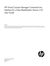 HP Virtual Connect Flex-10/10D Module Enterprise Edition for BLc7000 HP Virtual Connect Manager Command Line Interface for c-Class BladeSystem Version 4.10 User Guide